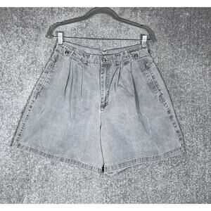 Vintage Altitude Pleated Mom Jean Shorts Womens Juniors Size 11 Gray‎ Denim